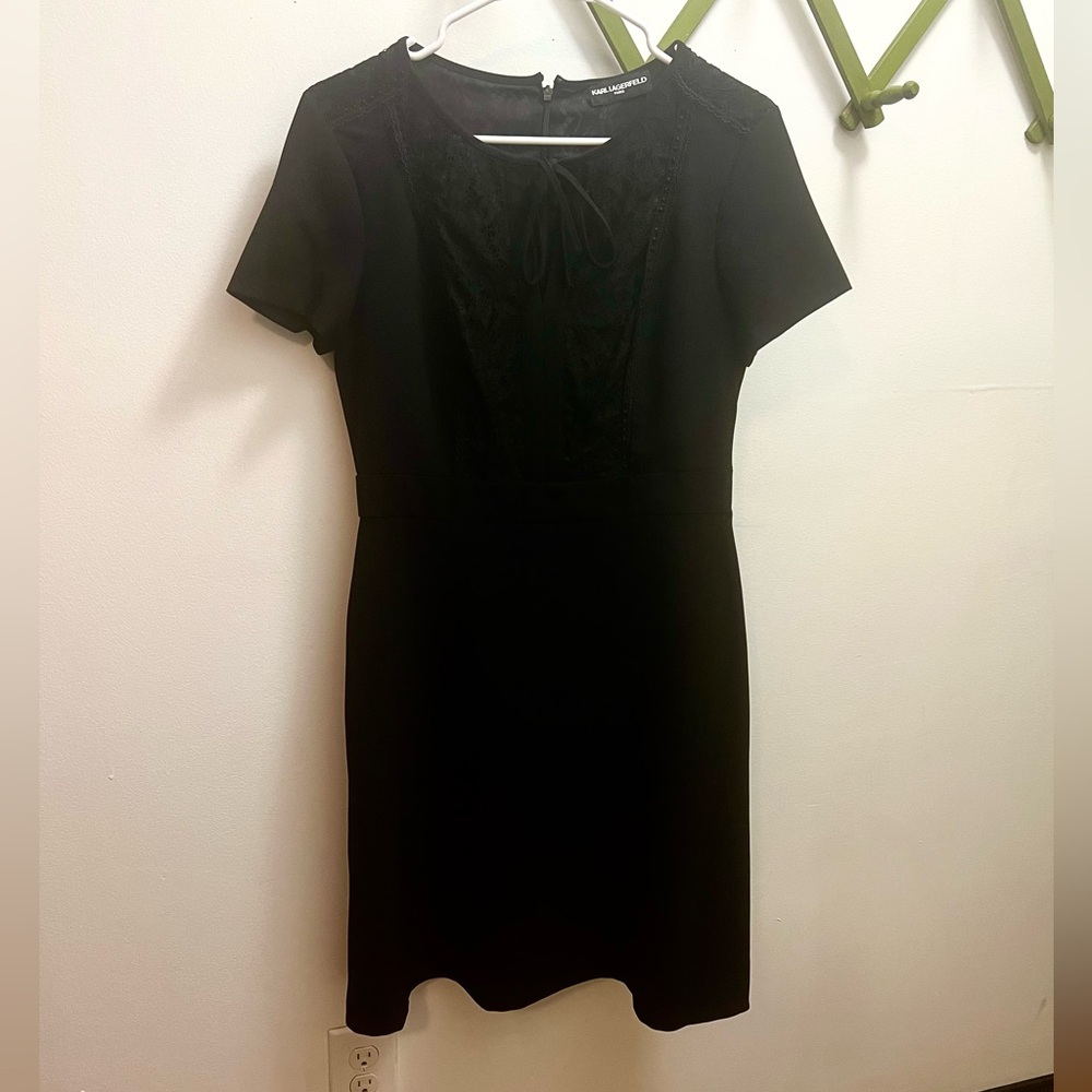 Karl Lagerfeld Paris 🌹 Lace Bib Sheath Dress - Picture 3 of 6